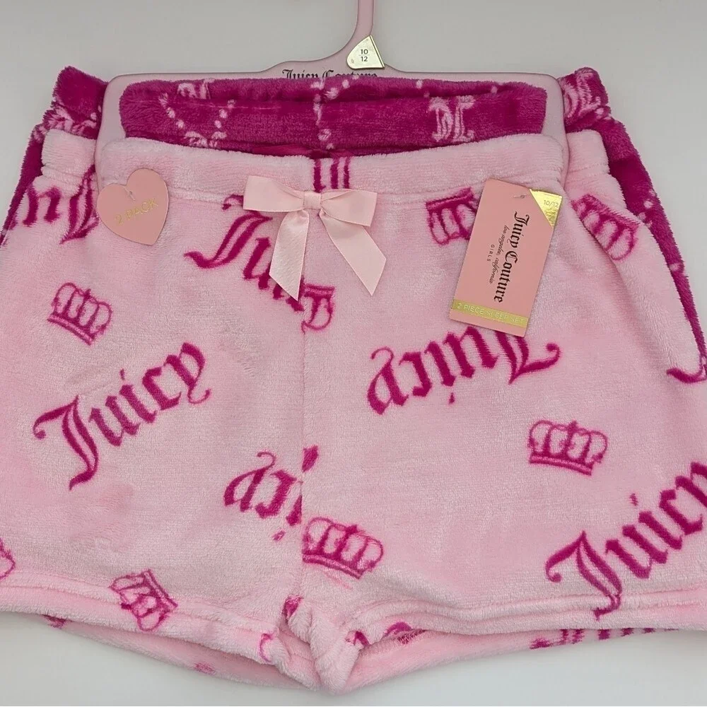 NWT Juicy Girls (10/12) 2-Pack Fleece Pyjama Bottoms/Boxers/Sleep Set